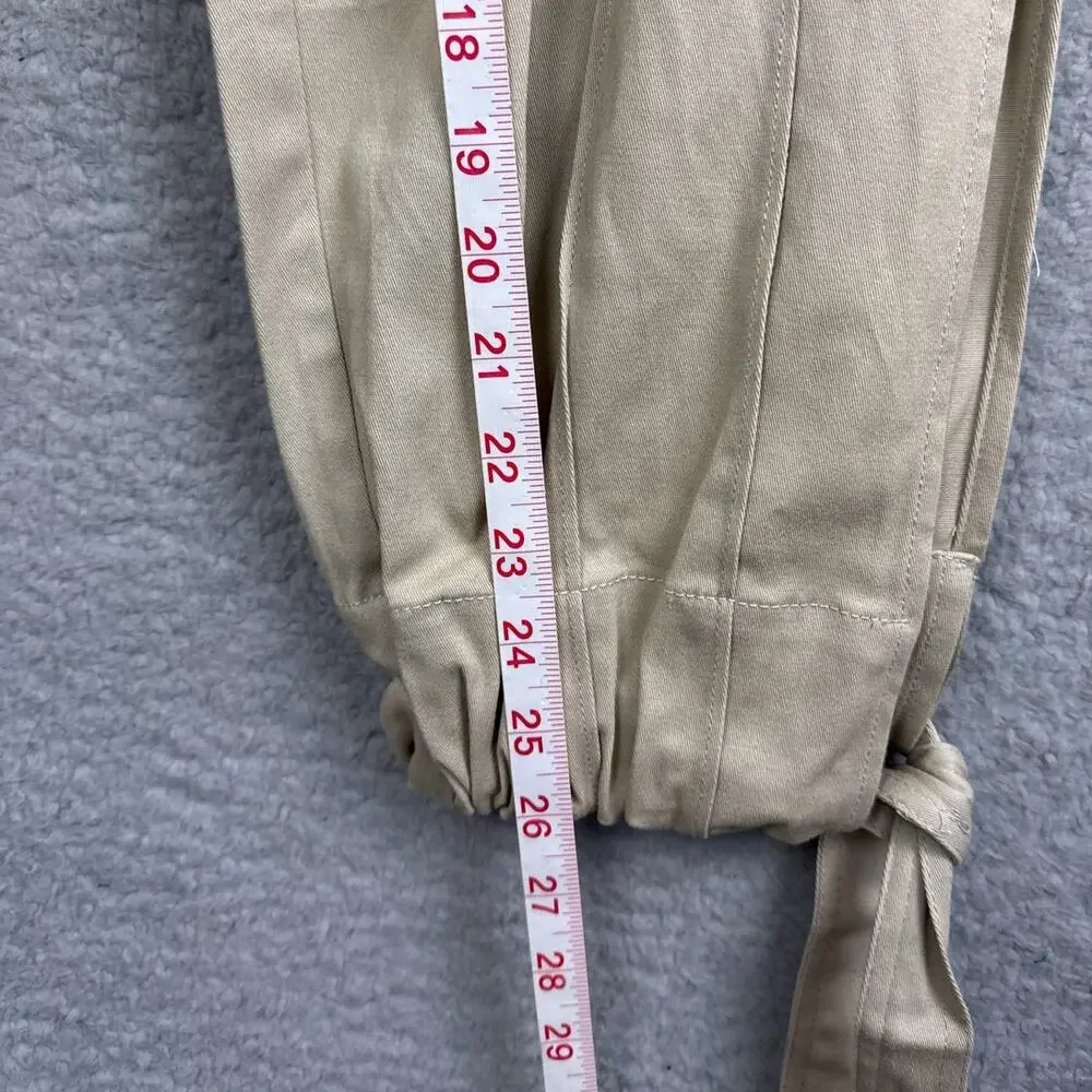Parker Utility Pants High Rise Ankle Tie Natural Tan Tapered Leg SZ 0 Designer